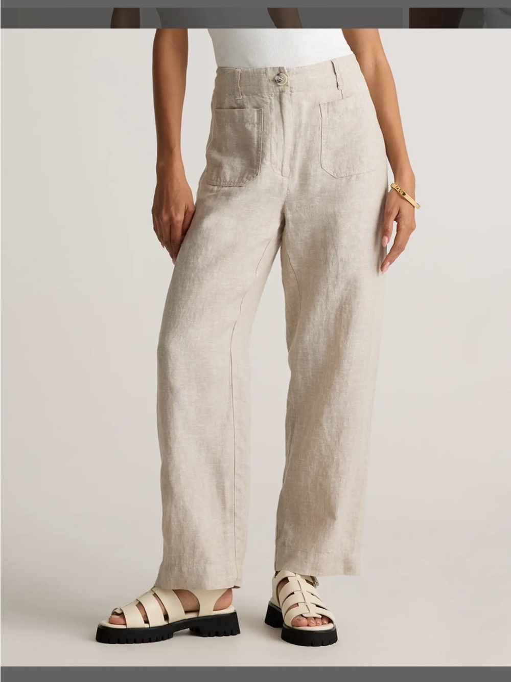 Quince 100% European Linen Patch Pocket Wide Leg Pants